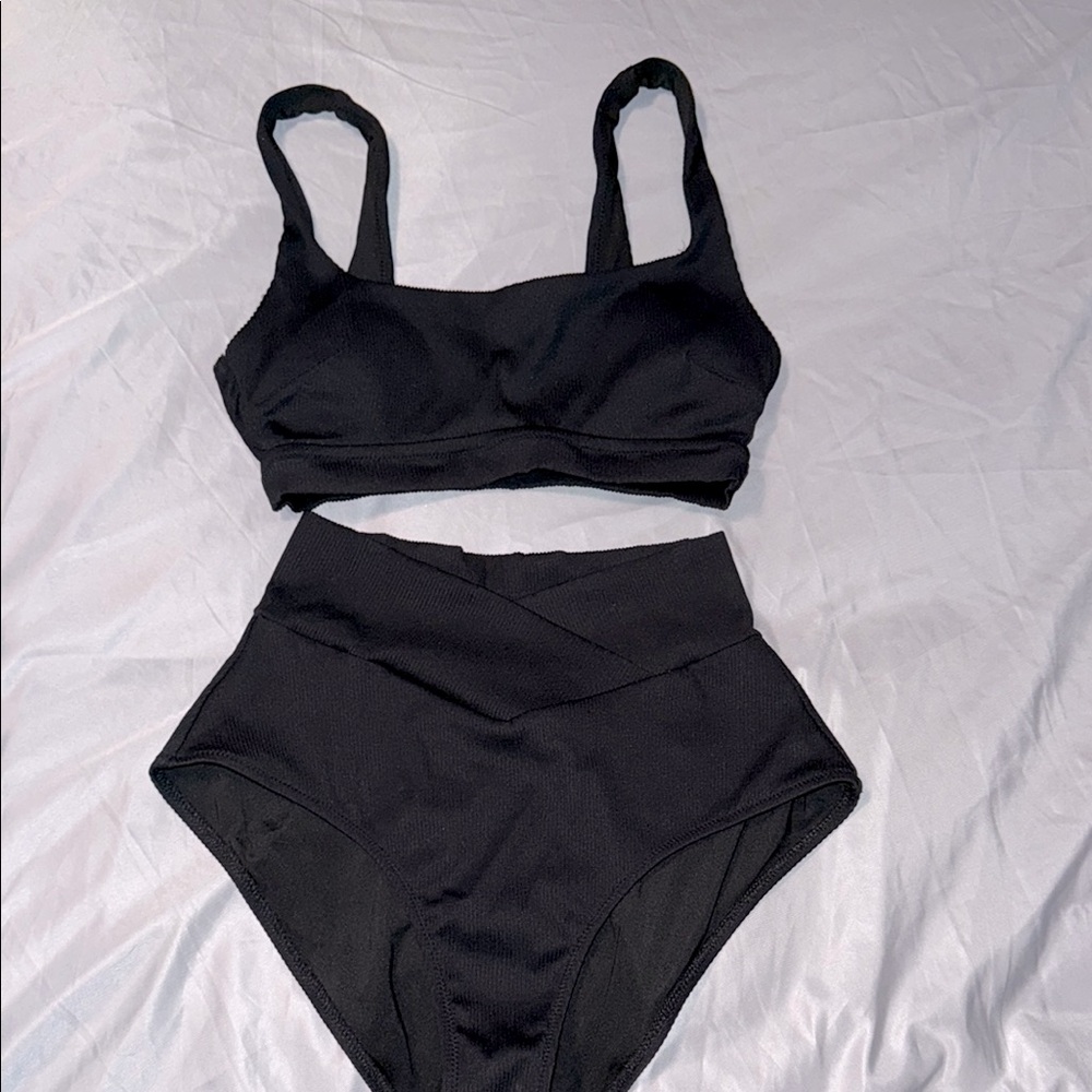 aerie black ribbed bikini